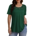 thumbnail image 4 of VERABENDI Women's Plus Size Tops Summer Short Sleeve Lady Tunic Shirts Lace Splicing Blouses,M-4XL, 4 of 6