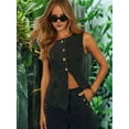 thumbnail image 5 of Women's Denim 2-Piece Set, Sleeveless Button Down Vest and High-Waisted Wide Leg Pants Outfit Black S, 5 of 10