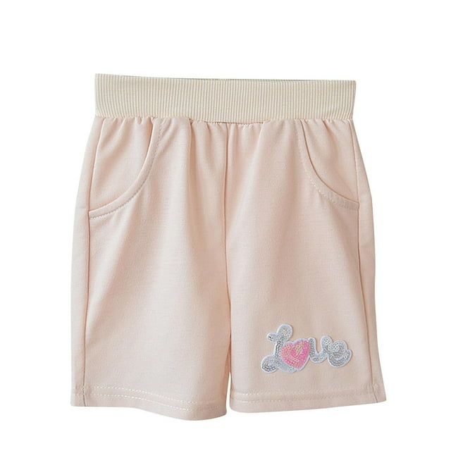 Odeerbi 1-10 Años Niños Niñas Deportes de Bermudas Pantalones Cortos Amor Imprimir Entrenamiento Pantalones Cortos de Algodón Atlético Lindo Respirable Pantalones de Longitud Media