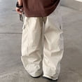 thumbnail image 5 of ZXLBBD Boys' Baggy Cargo Pants for High Waisted Wide Leg Loose Fit Pockets Cargo Pants for Kids Youth Streetwear Fashion Casual Daily Wear,Khaki,Size 9 Y-10 Y, 5 of 5
