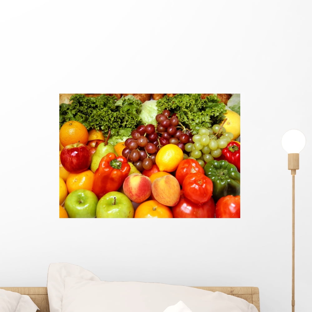 Fresh Fruits and Vegetables Wall Mural Decal by Wallmonkeys Vinyl Peel
