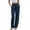 Navy, variant on WTOBBY Women's Linen Casual High Waist Wide Leg Straight Cotton Button Trousers with Comfortable Fit for Fashionable Summer Outfits ,Beige L