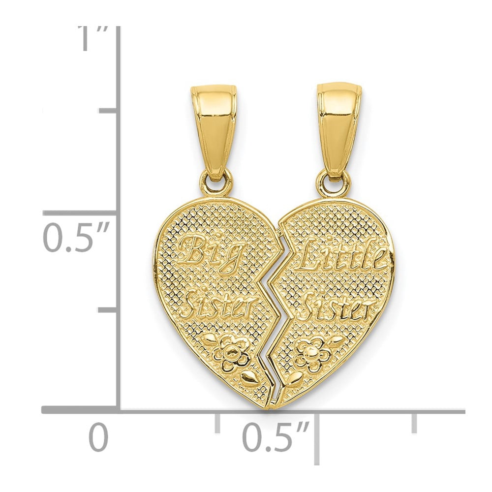 Finest Gold 10K Big Sister & Little Sister Break-apart Charm