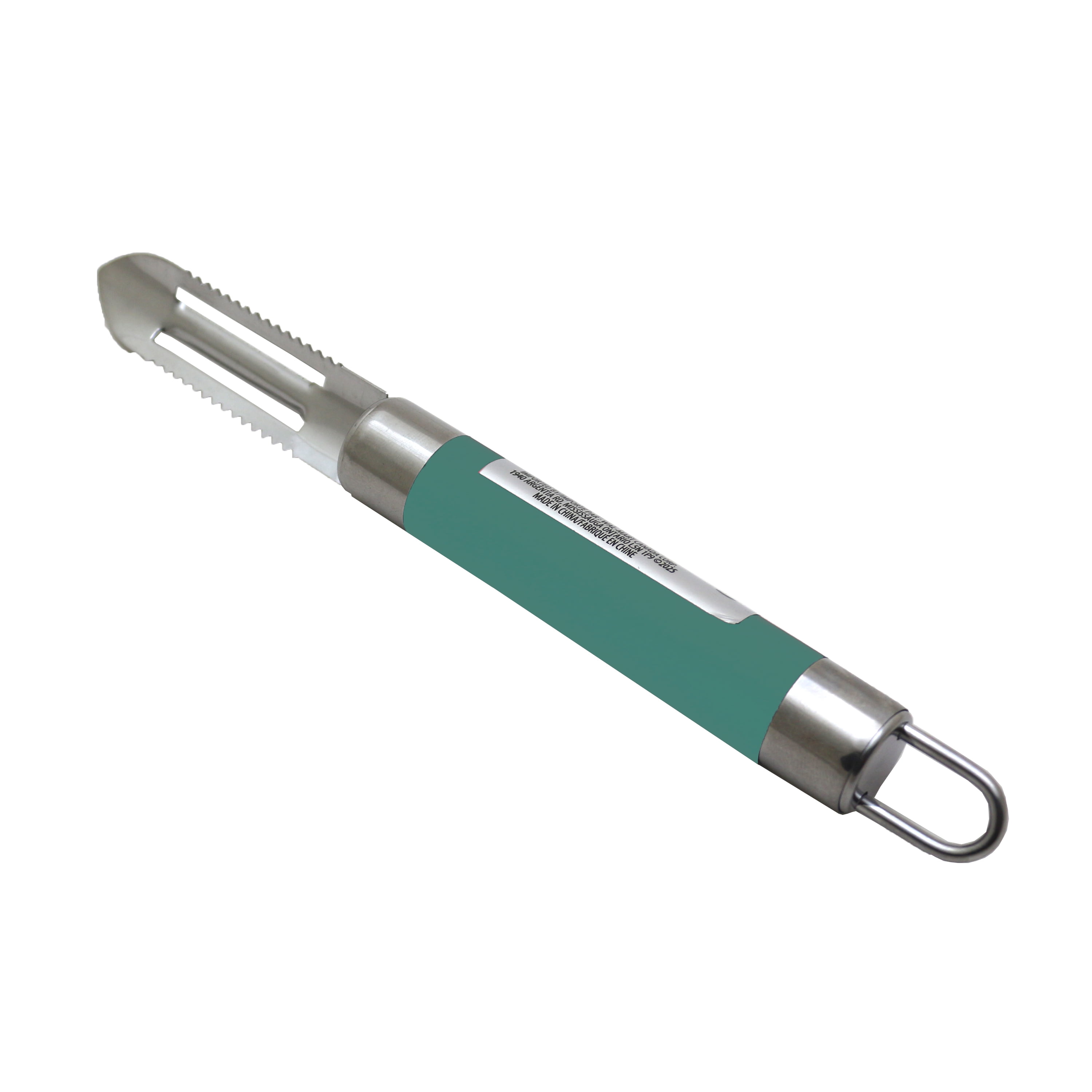 Mainstays Stainless Steel Vegetable Peeler with Serrated Blade Available in Teal, Grey, and Blue, Mainstays Peeler