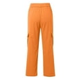 thumbnail image 5 of BRDFRL Cargo Pants for Women High Waisted Casual Pants Work Pants Baggy Stretchy Wide Leg Y2K Streetwear with Pockets Saffron L, 5 of 7