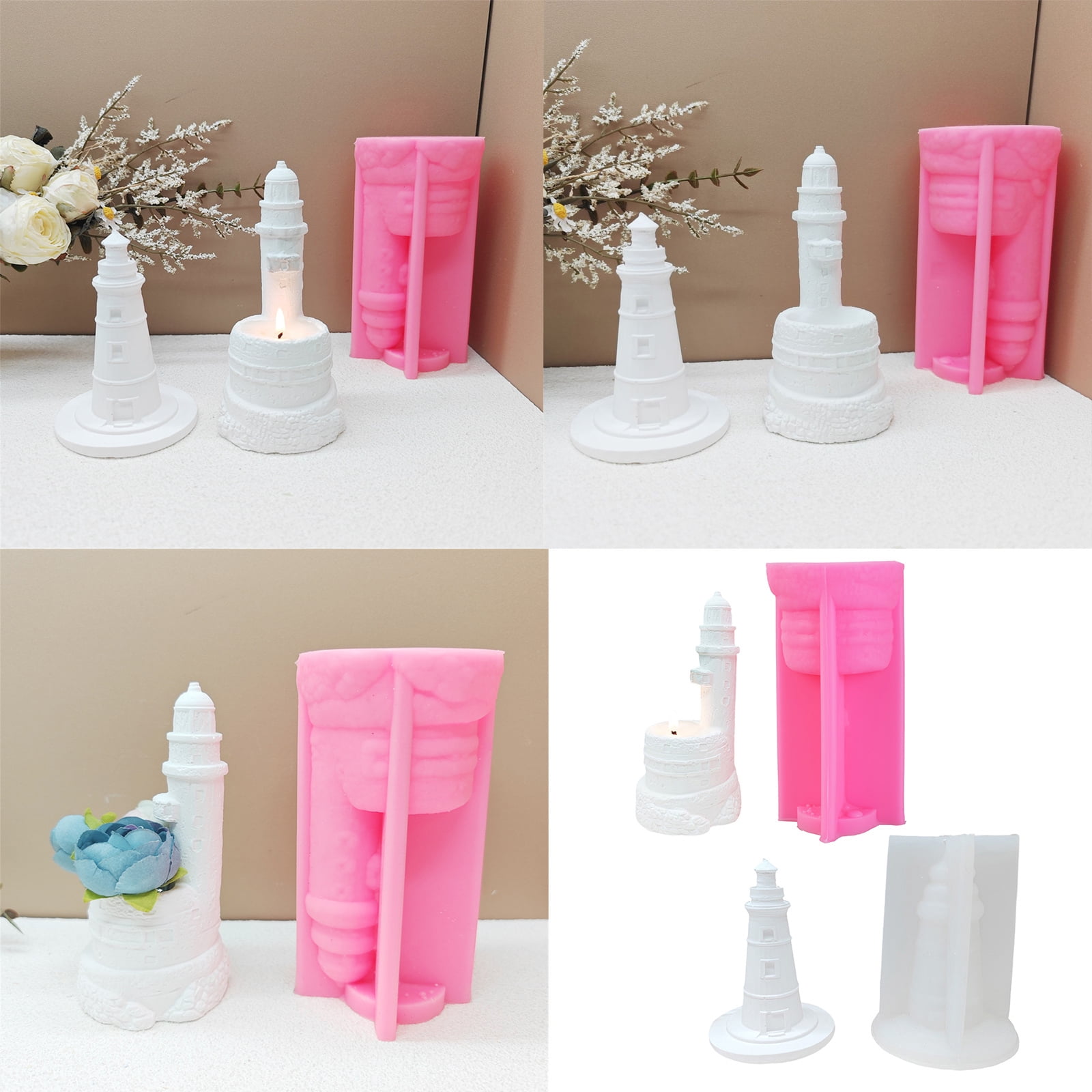 Lighthouse Silicone Cup Molds for Epoxy Resin, Tealight Holder, Stand, Decoration, Plaster Silicone Molds
