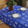 thumbnail image 4 of Christmas Blue Table Cloth, White Snowflake Print, Flannel Backed Vinyl Tablecloth for Rectangle Tables, Waterproof PVC Plastic Table Cover for Christmas Winter, Holiday Party Use 52 x 70 Inches, 4 of 6