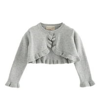 GYRATEDREAM Girls Long Sleeve Bolero Cardigan Kids Button Closure Knitted Shrug Cropped Sweaters Tops 1-8 Years