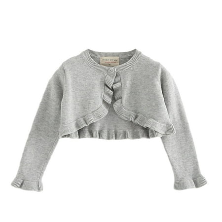 

GYRATEDREAM Girls Long Sleeve Bolero Cardigan Kids Button Closure Knitted Shrug Cropped Sweaters Tops 1-8 Years