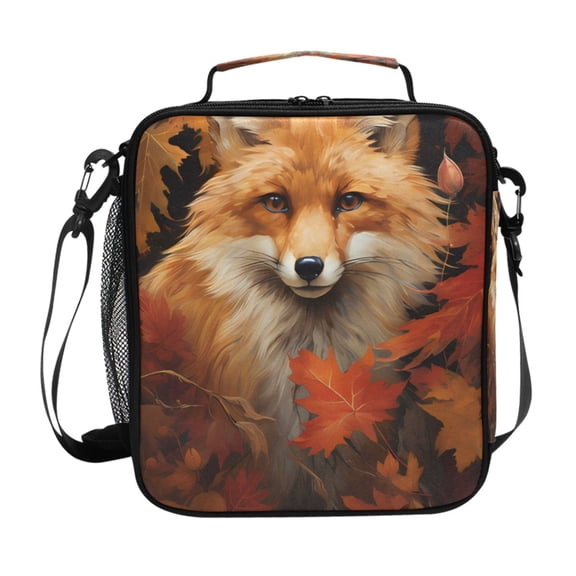 ALAZA Fox in Autumn Leaves Lunch Box Insulated Lunch Bag Reusable Thermal Cooler Tote School Picnic
