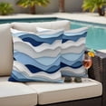 thumbnail image 5 of Outdoor Pillow Covers Ocean Blue Gradient Water Ripples Waterproof Pillow Cases 16x16 Set of 2, Coastal Nautical Theme Throw Pillow Cover Pillowcase for Patio Balcony Couch Garden, 5 of 9