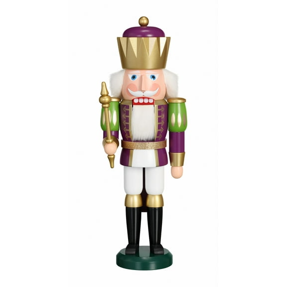 German nutcracker King white-purple, height 40 cm / 16 inch, original Erzgebirge by Seiffener Volkskunst