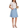 thumbnail image 2 of INSPIRE CHIC Women's Denim Skirt High Waist A-Line Raw Hem Jean Skirt Light Blue L, 2 of 6