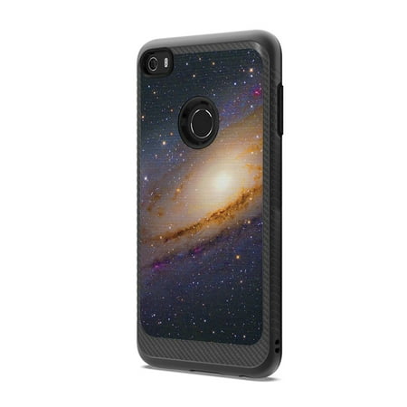 Capsule Case Compatible with Alcatel Idol 5 Alcatel Nitro 5 [Drop Protection Shock Proof Carbon Fiber Black Case Defender Design Strong Armor Shield Phone Cover] - (Space Milkyway)