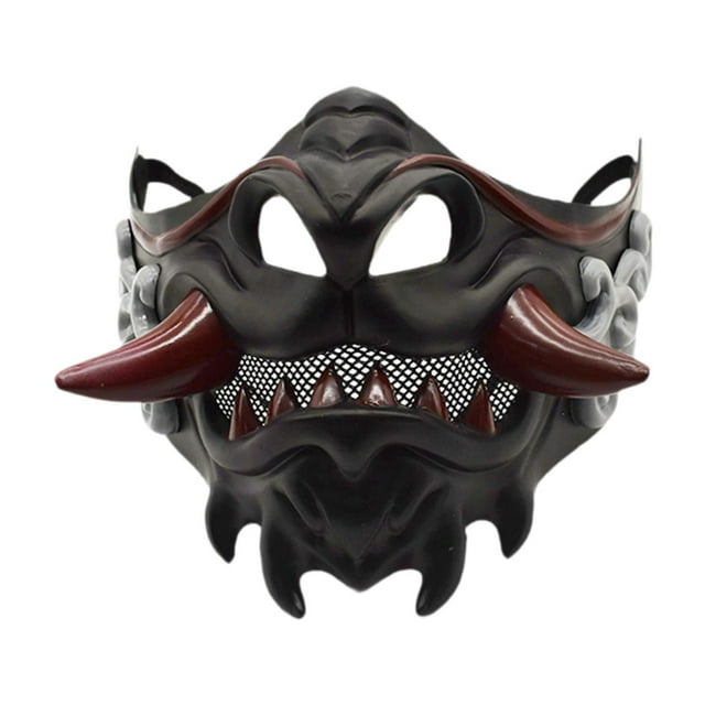 Cubierta facial de Halloween,Máscara de samurái japonesa para fiesta de Halloween,Máscara de cosplay espeluznante y aterradora,accesorios de vestir,Accesorios creativos para disfraces de