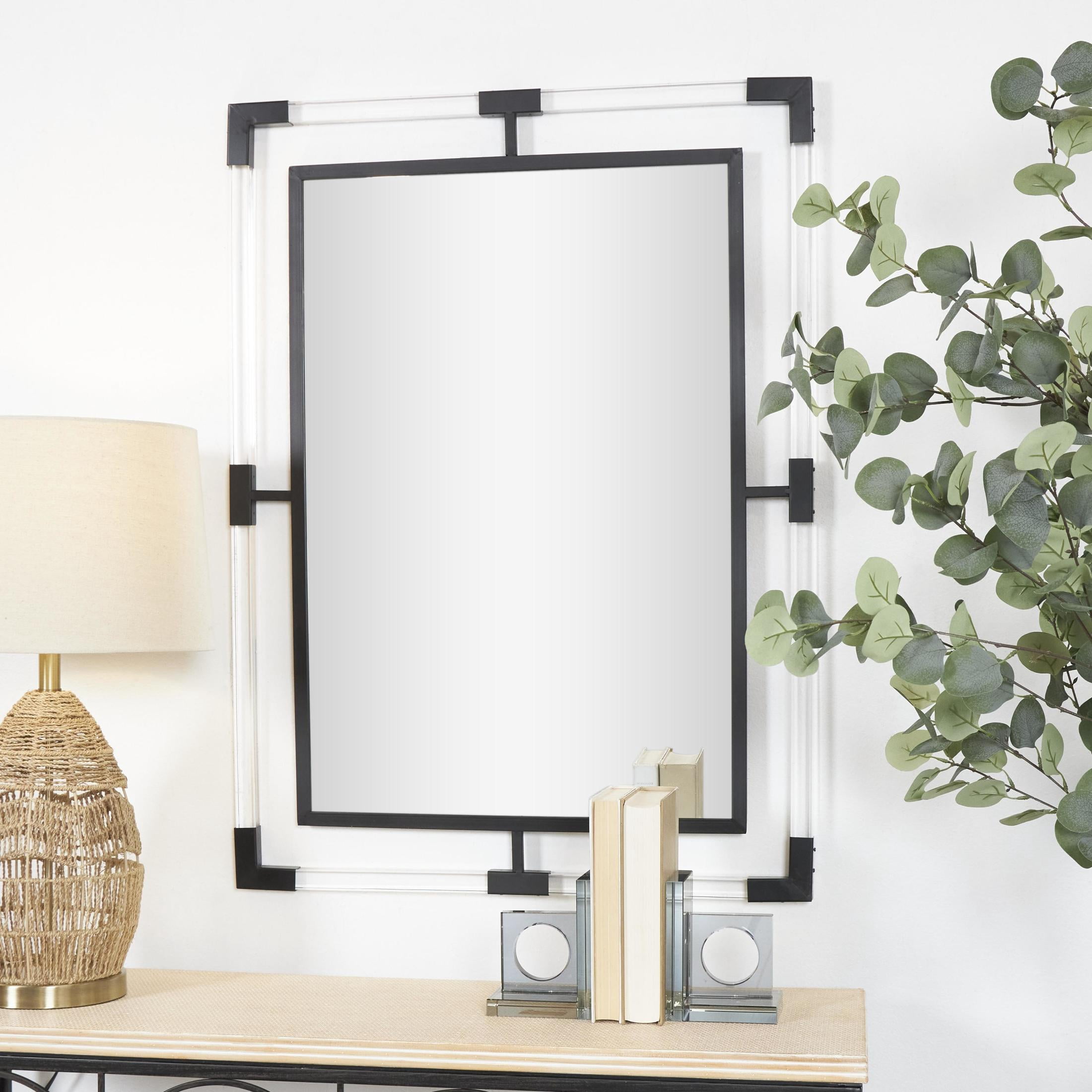 DecMode 28" x 38" Black Double Framed Wall Mirror with Acrylic Frame