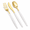 102PCS Gold Plastic Cutlery with White Handle, variant on 102heavy Duty Black And Plasticware Set 34 Guests