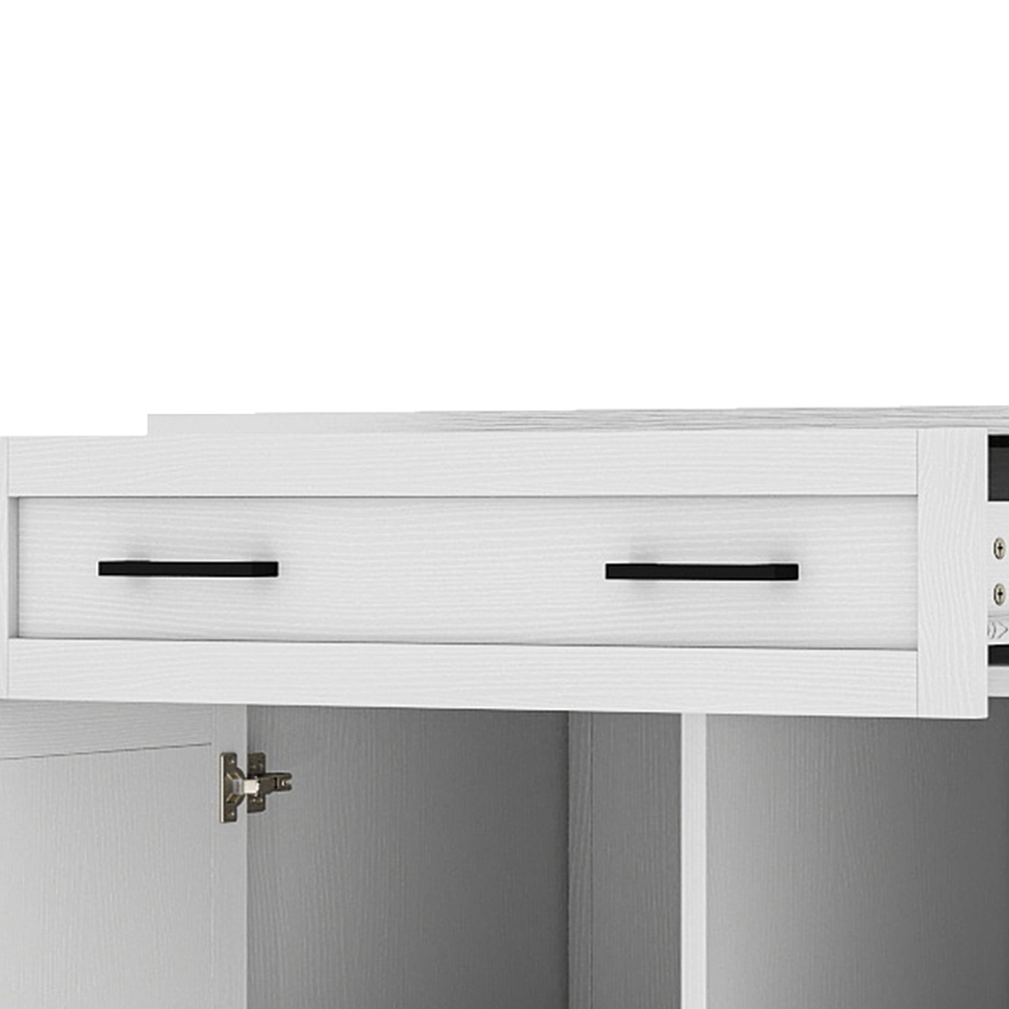 Uforic Kitchen Island Table with Drop Leaf & Storage, Kitchen Cart with Power Outlets, White