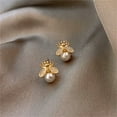 thumbnail image 4 of CILENON Pearl Pearl Stud Earrings Super Shiny Diamond Earrings Light Luxury Earrings (Gold,One Size), 4 of 6