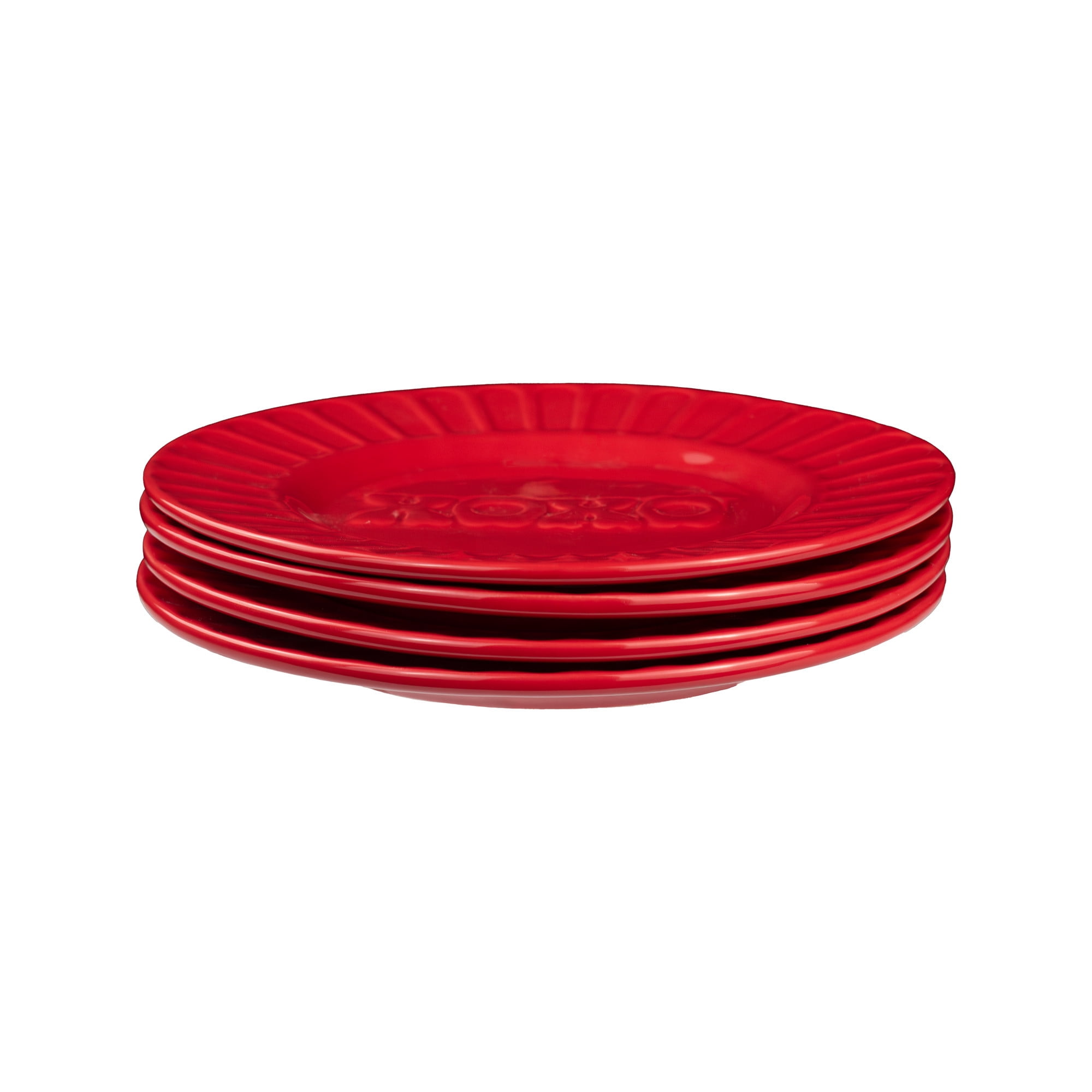 Way to Celebrate 4pk Red Ceramic Appetizer Plates