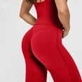 thumbnail image 5 of Dweltoz Butt Lifting Leggings for Women Hidden Scrunch Tummy Control Active Yoga Pants Solid High Waisted Gym Leggings No Front Seam Fitness Booty Tights,Red M, 5 of 5
