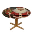 thumbnail image 3 of WYYP Santa Candy Cane Merry Christmas Round Tablecloth Full Width Single-Sided Printing 100% Polyester Fiber Great for Home Kitchen/Parties/Holiday Dinner White, 3 of 8