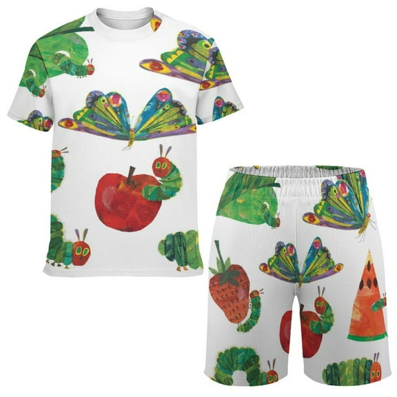 Kids Hungry Caterpillar T Shirt Shorts Set 2 Piece Graphic Short Sleeve Outfit Set for Boys Girls