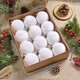 thumbnail image 1 of Bolas decorativas navideñas, 12 bolas de terciopelo flocadas, adornos navideños de plástico, adornos colgantes para árbol de Navidad, adornos navideños de 3,15 pulgadas, adornos navideños para exterio, 1 of 7