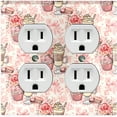 thumbnail image 1 of Metal Light Switch Wall Plate Outlet Cover (Coffee Mocha Espresso Chocolate Shake Cupcake Macaron Flower Bouquet Pink Bow - Double Duplex), 1 of 2