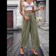 thumbnail image 5 of Pantalones Casuales para Mujer, Holgados, con Cordón, Cintura Alta, Pierna , para Playa y Bolsillos. Verde L, 5 of 9
