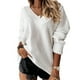 thumbnail image 1 of Suéter de punto con cuello en V y manga larga de invierno para mujer, 1 of 6