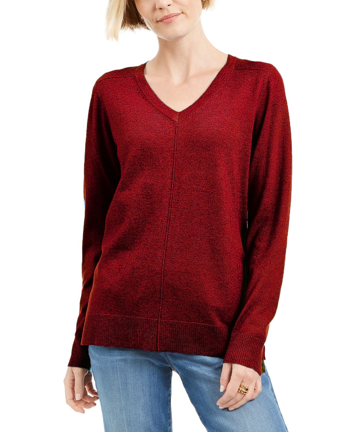 V-Neck Pullover Sweater Pink 