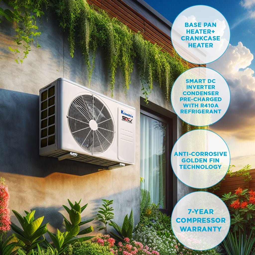 Klimaire 18,000 BTU 19 SEER2 Ductless Mini-Split Heat Pump Air Conditioner with Installation Kit, Up to 1,000 Sq. Ft.