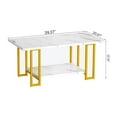 thumbnail image 3 of Baxluxe Marble Coffee Table, 40-inch Marble Top, Metal Steel Frame, white gold, 3 of 7