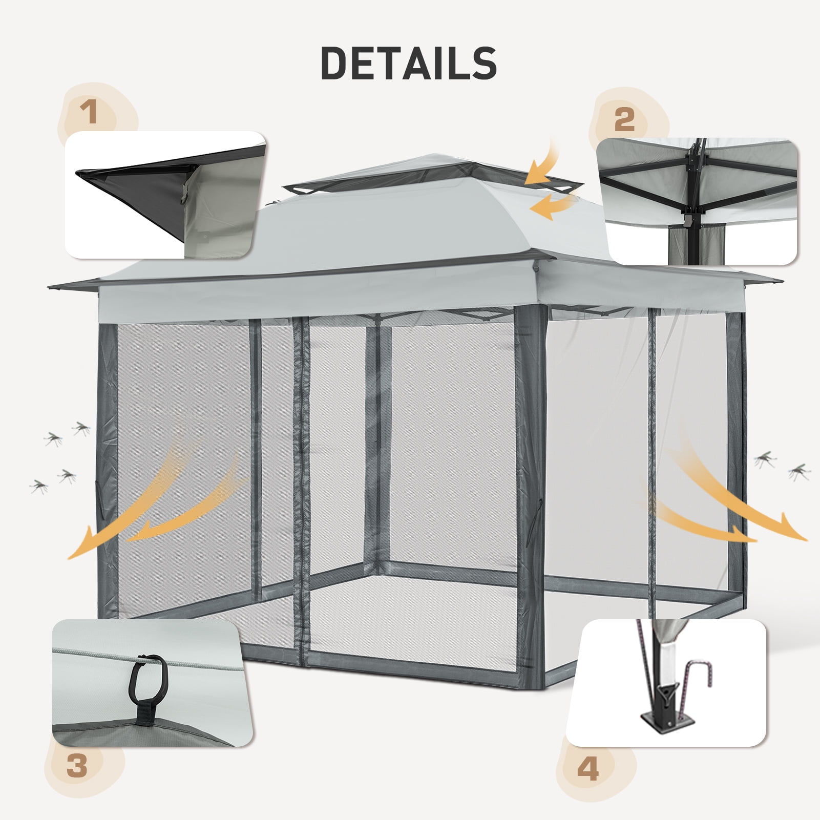 EAGLE PEAK Gazebo 11'x 11' Straight Leg Pop-Up Canopy(Gray)