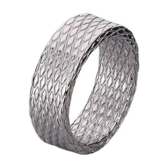 PAURO Men's Stainless Steel Vintage Punk Round Chunky Rhombus Textured Finish Band Ring for Cocktail Silver Size 9