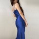 thumbnail image 3 of Vestido de satén sexy y elegante con abertura y escote bajo, 3 of 9