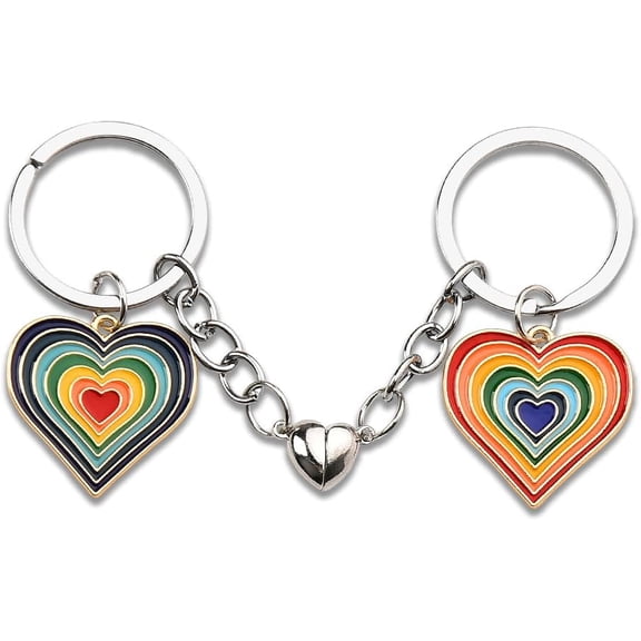 Boyfriend Girlfriend Christmas Birthday Gifts for Women Men Matching Heart Keychains Set for 2 Colorful Couple Hearts Key Chain for Wife Husband Anniversary Valentines Day Gift for Fiance Fiancee