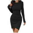 thumbnail image 2 of Antqov Sweater Dress for Women, Solid Color Long Sleeve Crew Neck Knit Bodycon Fishtail Slimming Dress, Fall Winter Elegant Cozy Soft Casual Dress, 2 of 7