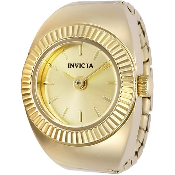 Invicta 48947 Women's Mini Angel Quartz Gold Tone Dial Ring Watch