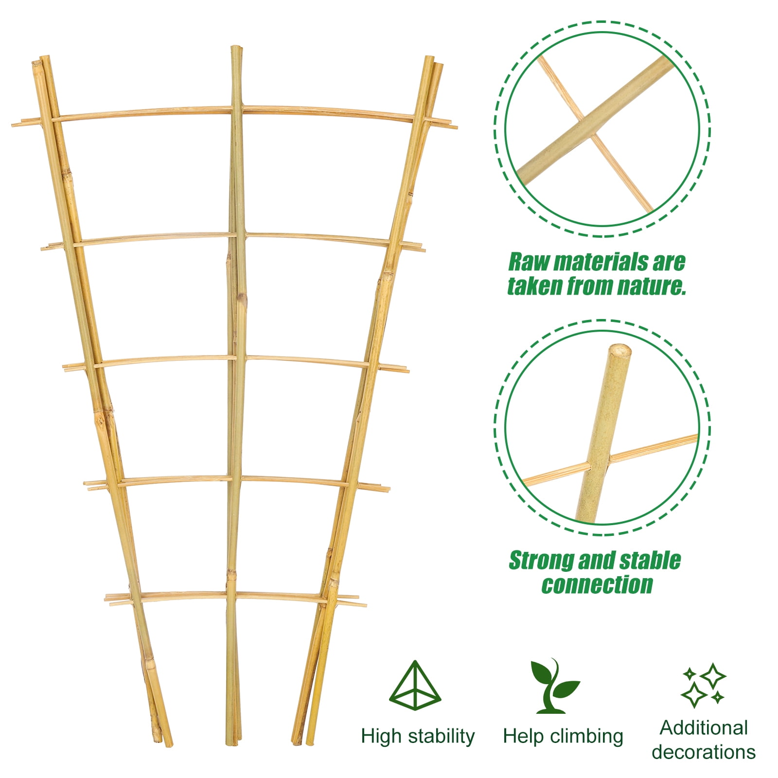 2ft Fan-Shaped Bamboo Trellis-Indoor Plant Support for Climbing Plants, Vegetables, and Potted Plants 3pcs