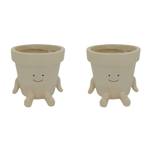 2X Maceta con Cara Sonriente, Maceta Divertida para Plantas de Interior y Exterior, Macetas con Cabeza , Maceta Decorativa con Cara Única B