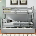 thumbnail image 4 of Harper & Bright Designs Twin over Full Bunk Beds with Trundle, Solid Wood Bunk Bed Frame with for Bedroom, Can be Convertible to 2 Beds, Gray, 4 of 15