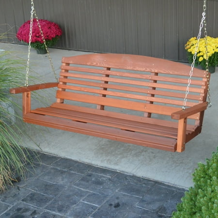 A L Furniture Western Red Cedar Classic Curved Back Porch Swing