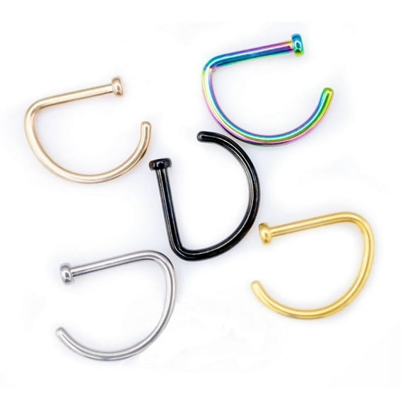 Stainless steel D-shaped nose nail fake nose ring puncture jewelry nose nail nose ring