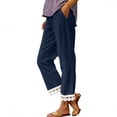 thumbnail image 2 of Summer Plus Size Casual Pants for Womens Fashion Elastic Waist High Waist Solid Color Ruffle Long Pants, 2 of 6