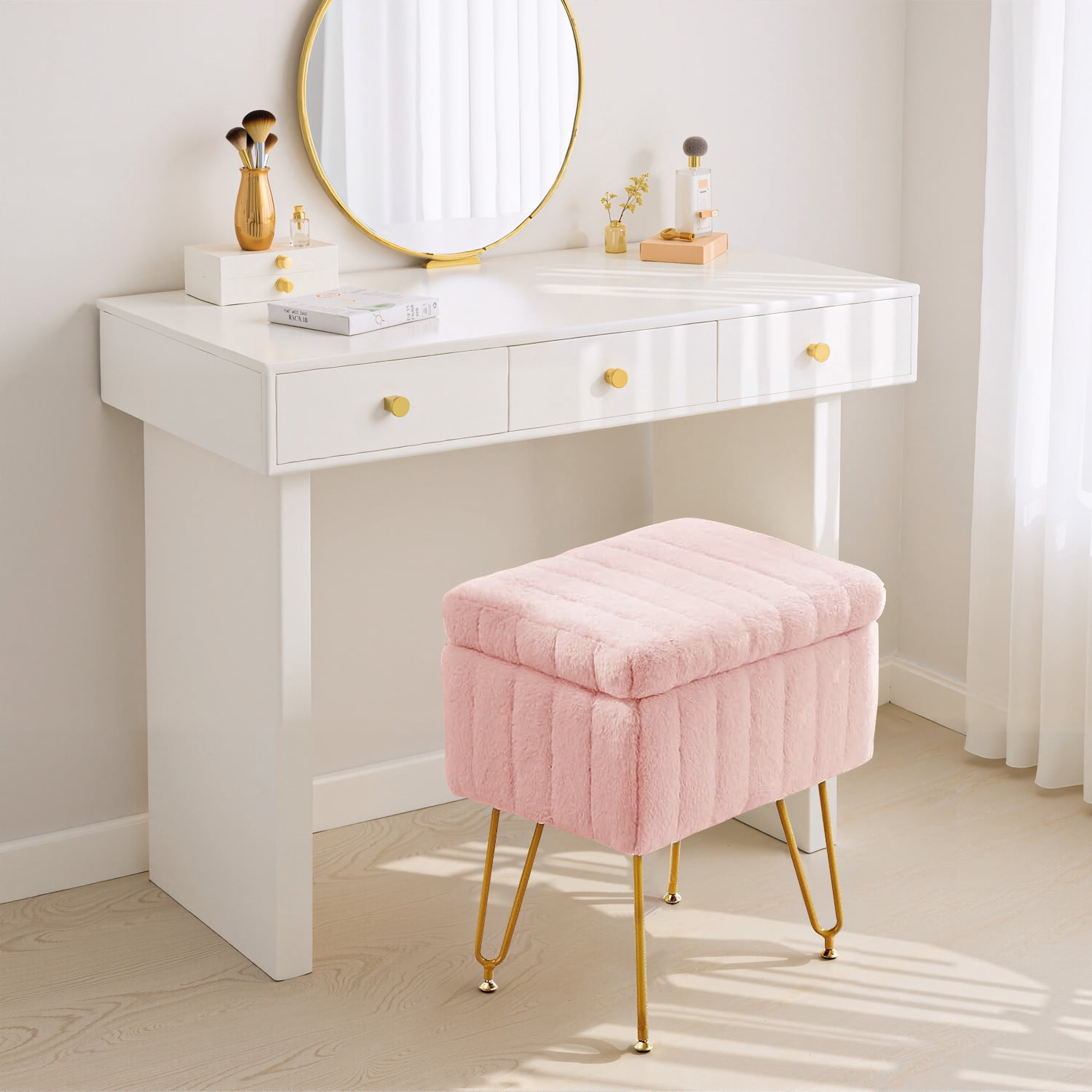 pink fluffy stool for dressing table Foot Stool Dressing Table Fluffy Stool Sheepskin Stool Pink Fluffy Dressing  Table Stool Pink Fluffy