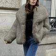 thumbnail image 4 of Pincandy Women's Faux Fur Coat Fluffy Faux Fur Jacket Long Sleeve Lapel Furry Winter Jackets Shaggy Parka Short Coat, 4 of 7