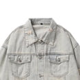 thumbnail image 4 of Frnrwgo Men's Denim Jacket Loose Fit Button Front Ripped Multi-Pocket Casual Streetwear Outerwear, 4 of 5