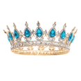 thumbnail image 1 of FORSEVEN Corona de reina con diamantes de imitación, coronas y tiaras de boda para mujer, accesorios para el pelo de fiesta, corona de princesa, corona de cumpleaños, corona nupcial de cristal (dorado, 1 of 5